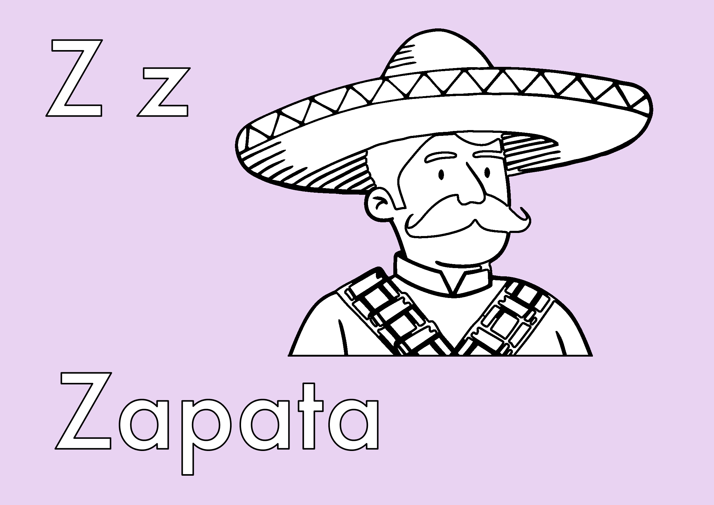 Dibujo de Letra Z de Zapata para colorear