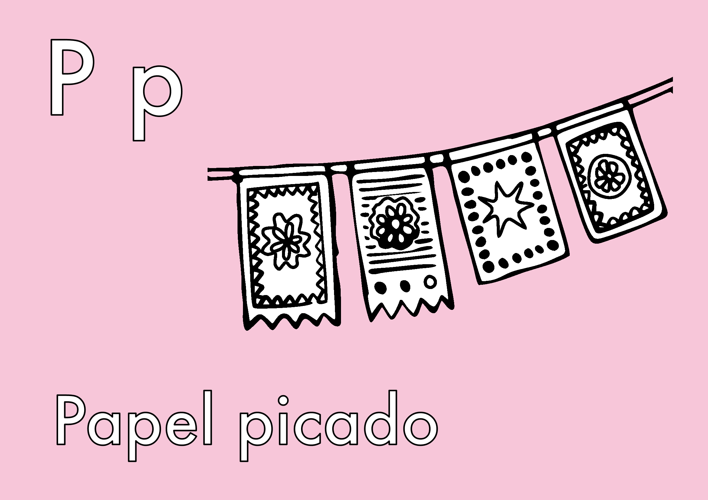 Dibujo de Papel Picado Mexicano para colorear